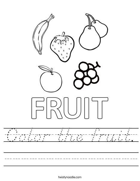 Color The Fruit Worksheet D Nealian Twisty Noodle