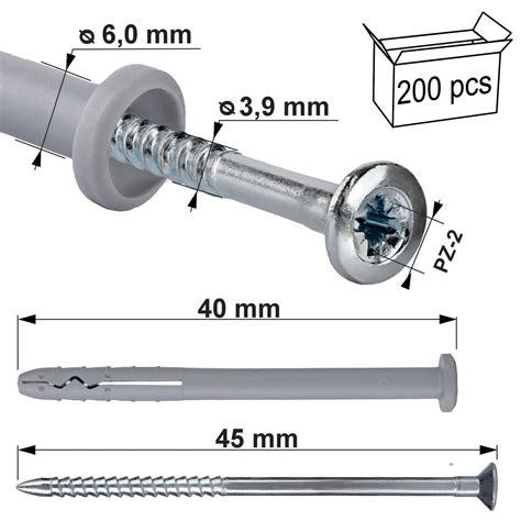 Kołki szybkiego montażu 6x40 mm z kołnierzem 200szt rozporowe Klimas