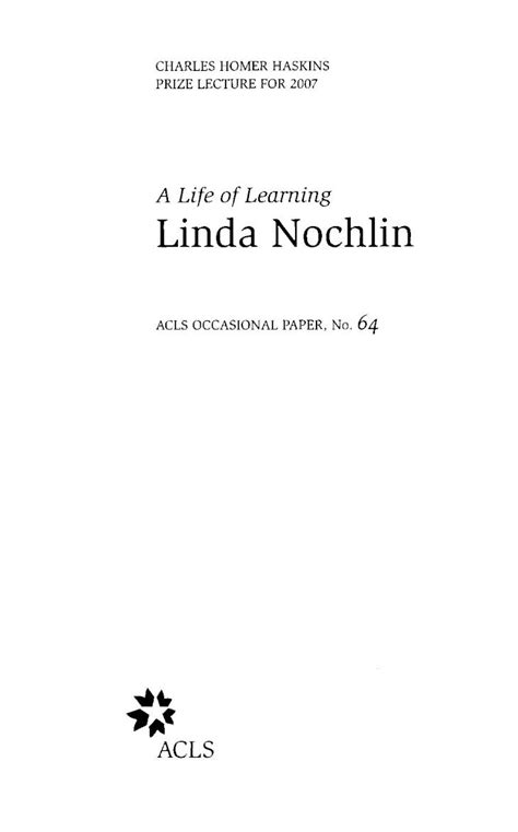 PDF A Life Of Learning Linda Nochlin Linda Nochlin Is Currently The