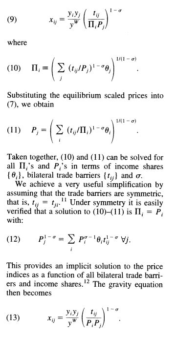 Derivation of Gravity Equation with Symmetric Trade Costs : r/econometrics