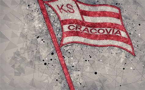 KS Cracovia Geometric Art Logo Red Abstract Background Polish