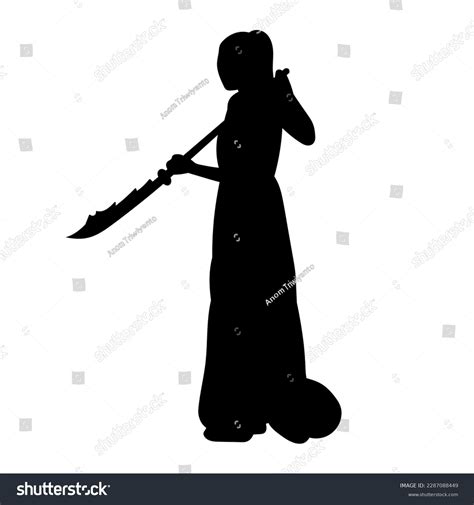 Silhouette Female Warrior Character Action Pose Stock Vector (Royalty ...