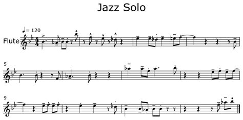 Jazz Solo Sheet Music For Flute