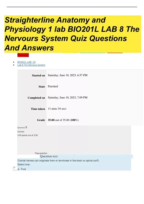 Straighterline Anatomy And Physiology 1 Lab 1 9 BIO201L BIO 201 Quiz