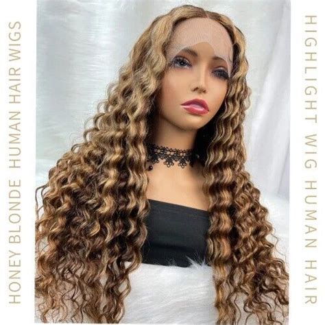 Highlight Wig Human Hair 13x6 Deep Wave Curly Colored Honey Blonde Lace