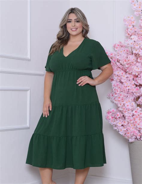 Vestido Midi 3 Marias Crepe Plus Size Verde