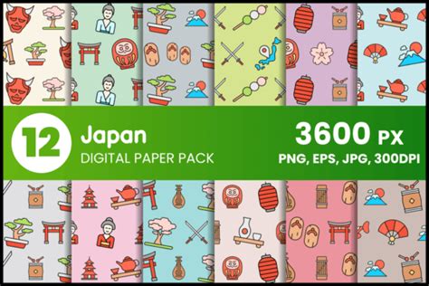 Japan Digital Paper Set Graphic By Fromporto · Creative Fabrica