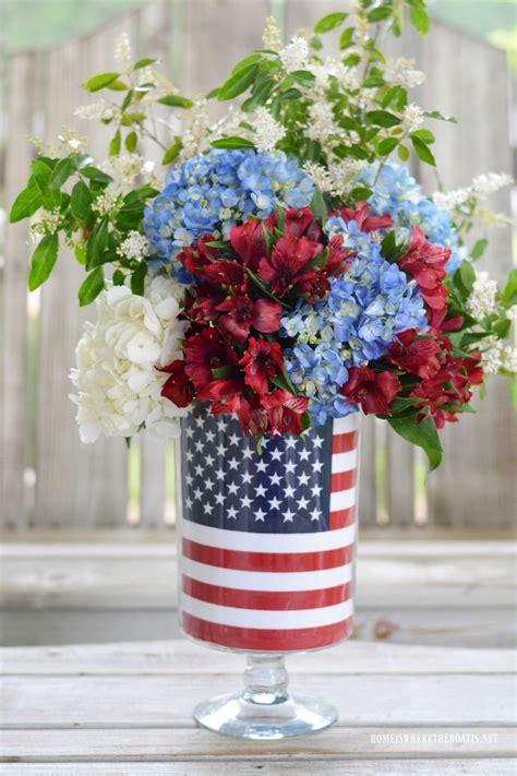 Diy Patriotic Flower Arrangement With An American Flag Recipe