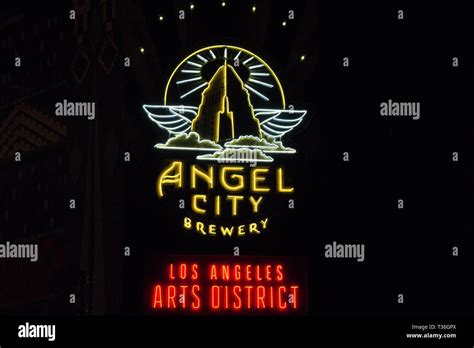 Los Angeles Ca Usa August Neon Sign For The Angel City