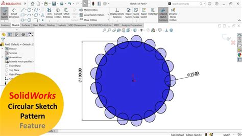 Circular Sketch Pattern In Solidworks Solidworks Tutorial Youtube