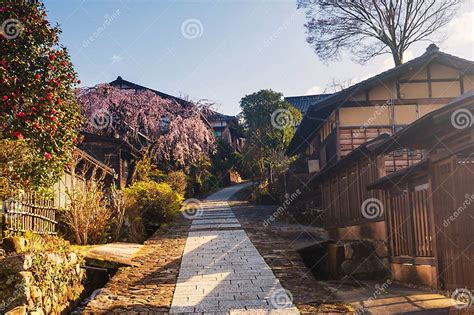 Magome Juku Town With Sakura Kiso Valley Stock Photo Image Of