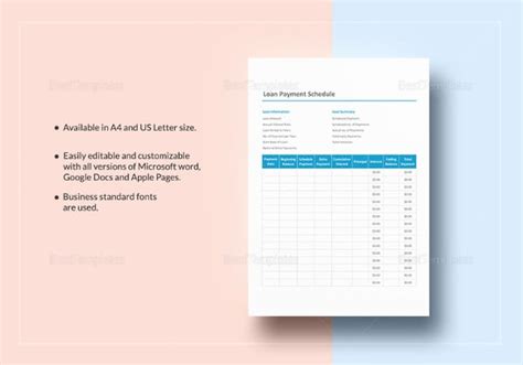 12+ Loan Payment Schedule Templates - Free Word, Excel, PDF Format ...