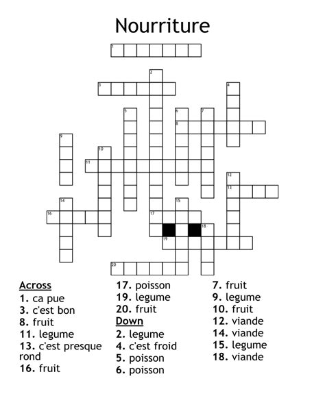 Nourriture Crossword WordMint