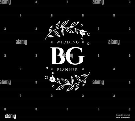 Bg Initials Letter Wedding Monogram Logos Collection Hand Drawn Modern