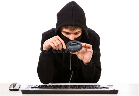 Hacker with a Keyboard stock photo. Image of desk, human - 150700932