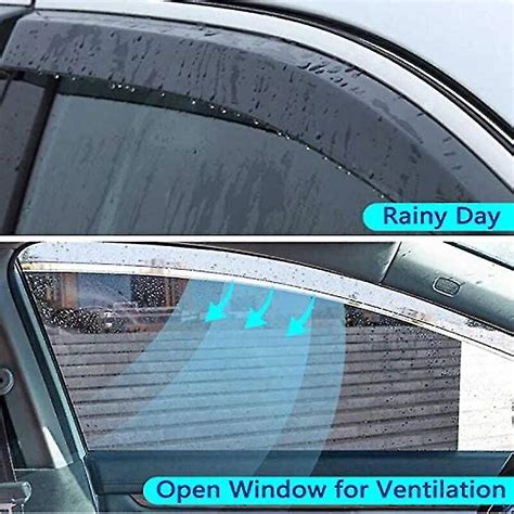 Car Window Rain Shield 4pcsset Paste Mounted Sunshield Window Black