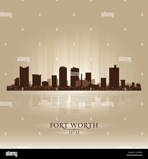 Fort Worth Texas City Skyline Silhouette Vektor Illustration Stock