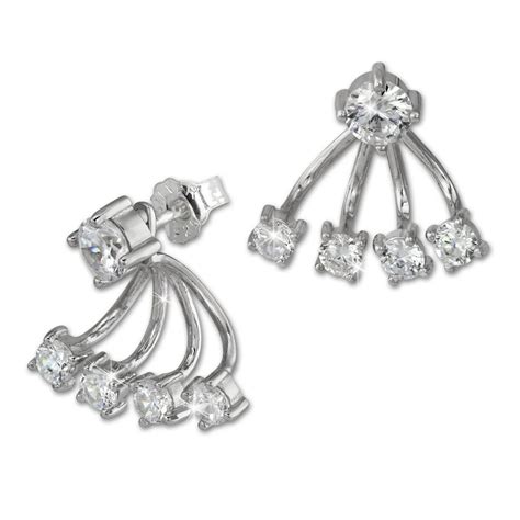 Silberdream Ohrstecker Dangle Ear Cuff Zirkonia Rund Wei Silber