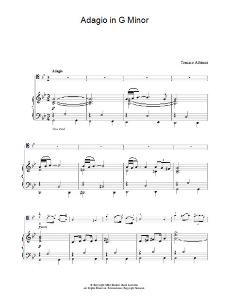 Adagio In G Minor By Tomaso Albinoni Sheet Music For Piano Solo At