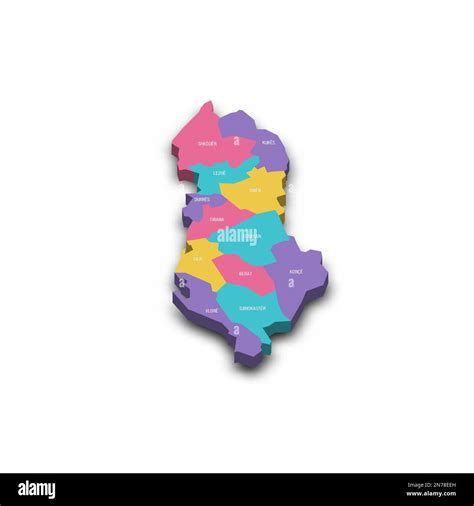 Albania Political Map Of Administrative Divisions Counties Colorful