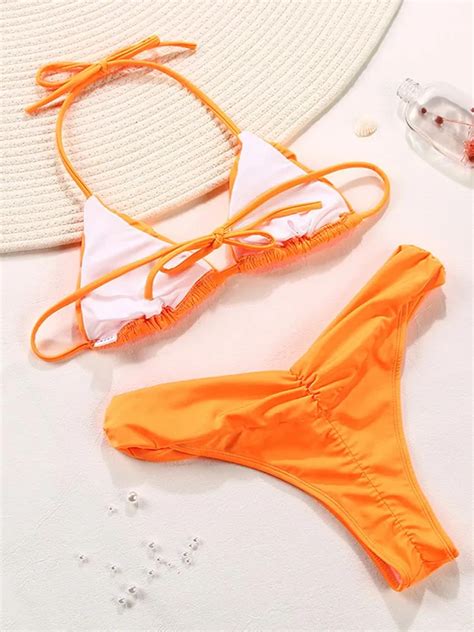 Zrtak Bikini Imprim Vintage Sexy Petits Volants Pour Femme Maillot