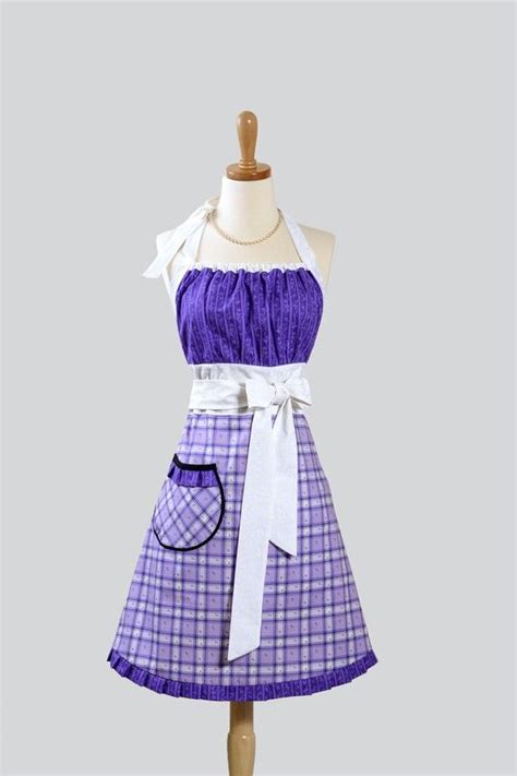 Cute Kitsch Apron Custom Listing For Nikicoco Purple Plaid Etsy In