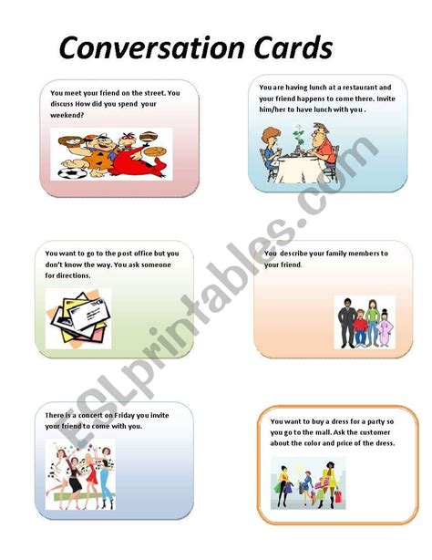 Conversations Cards ESL Worksheet By SANBS