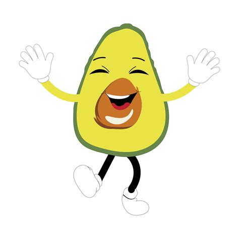 Cartoon Avocados Mascot Characters Hand Drawn Doodle Style Cartoon