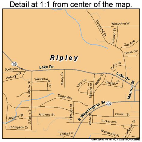 Ripley Tennessee Street Map 4763340