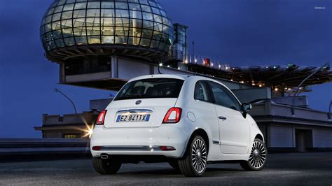 2016 White Fiat 500 Back View Wallpaper Car Wallpapers 50612