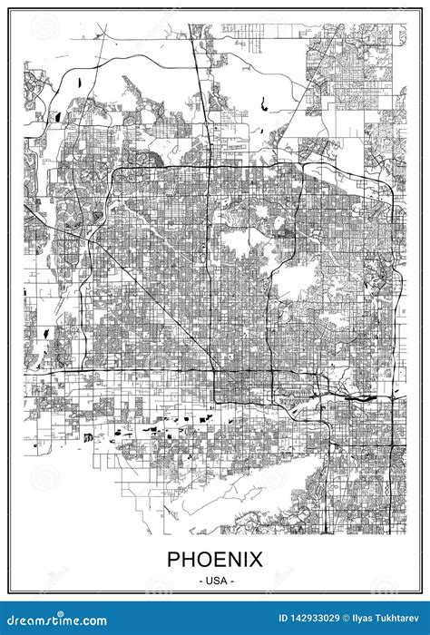 Mapa Da Cidade De Phoenix O Arizona Eua Ilustração Stock Ilustração