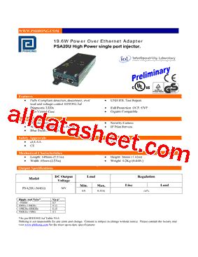 Psa U Datasheet Pdf Phihong Usa Inc