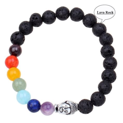 Chakra Beaded Yoga Reiki Healing Balance Bracelet Charm Buddha Head