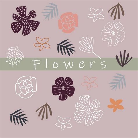 Conjunto De Flores Y Hojas Dibujadas A Mano Vector Premium