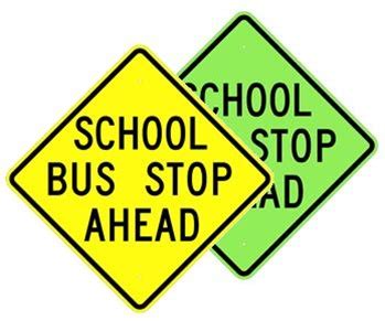 SCHOOL BUS STOP AHEAD (S3-1) Sign