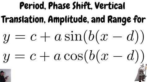 Vertical Translation Amplitude Period Phase Shift And Range Of Cosine And Sine Functions