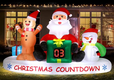 Alupssuc 8 Ft Christmas Inflatable Outdoor Decorations With Led Christmas Countdown Clock