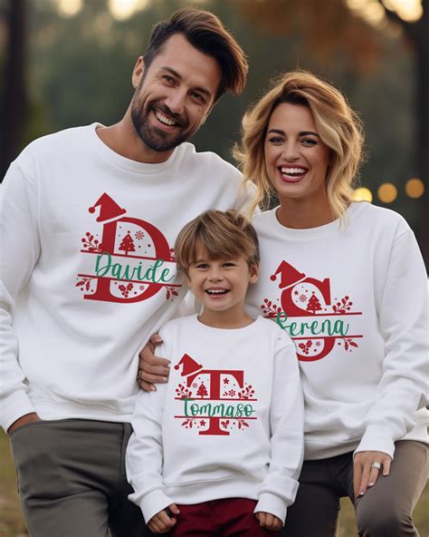 Felpe Natalizie per tutta la Famiglia con Monogramma e Nome Olallà