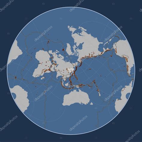 Placa tectónica Amur en el mapa de contorno sólido en la proyección