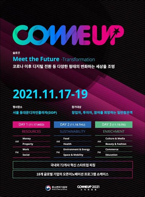 글로벌 스타트업 축제 컴업 2021 ‘meet The Future Transformantion라는 슬로건으로 17일 개막