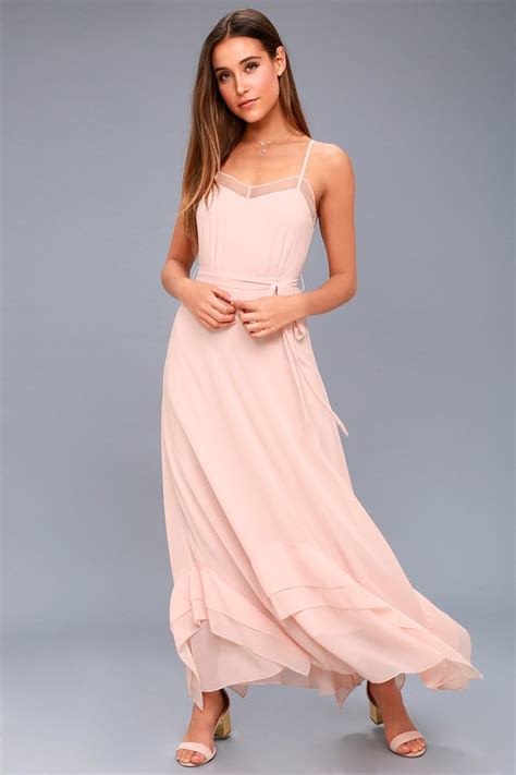 Elegant Blush Pink Maxi Dress Ruffled Blush Pin Maxi Dress Lulus