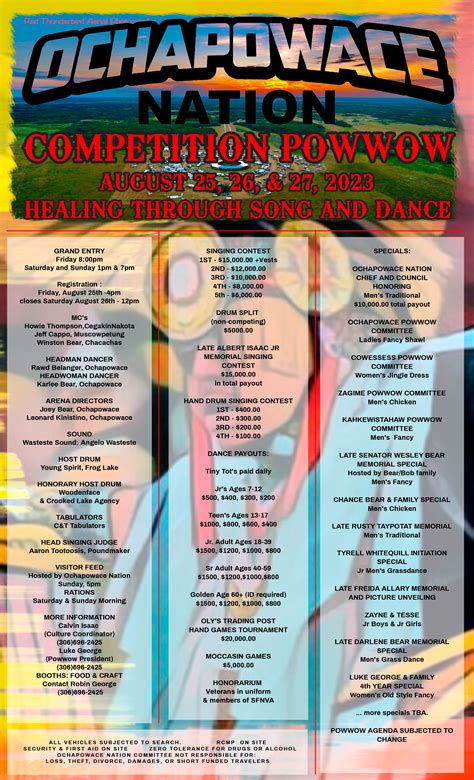 ochapowace competition pow wow august    poster ochapowace