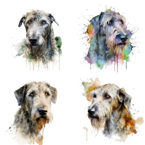 Irish Wolfhound Art Print, Irish Wolfhound Watercolor Clipart, Cute Dog ...