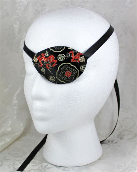 Pirate Eye Patch Black Red Gold Satin Brocade Eye Patch Daragallery Gold Satin Pirate Eye