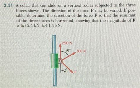 Solved 2 31 A Collar That Can Slide On A Vertical Rod Is Chegg