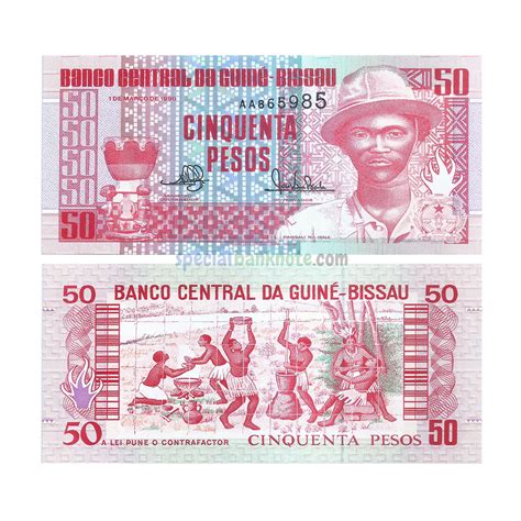 Guinea Bissau 50 Pesos Banknote 1990 UNC Special Minds Store