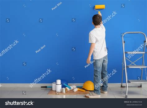 Little Boy Painting Wall Room Stock Photo 2098627216 | Shutterstock