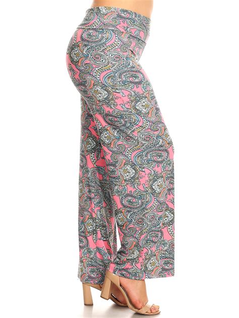 White Mark Womens Plus Size Paisley Printed Palazzo Pants