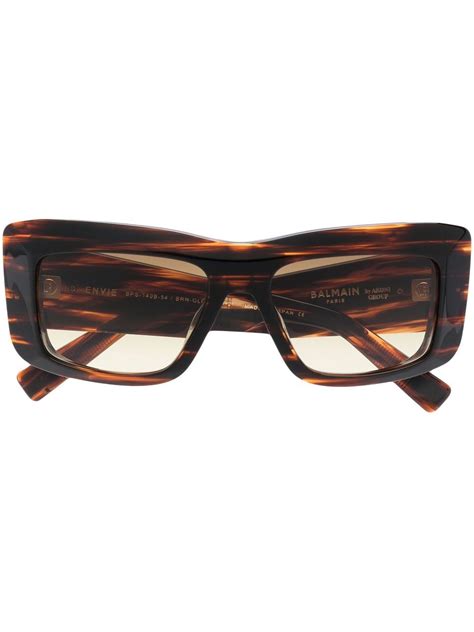 Balmain Eyewear Envie Square Frame Sunglasses Brown Farfetch Uk