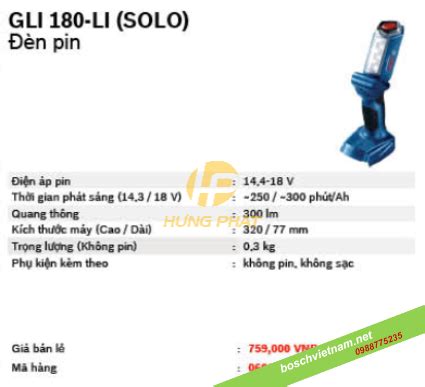 ĐÈN PIN BOSCH GLI 180 LI Bosch Việt Nam